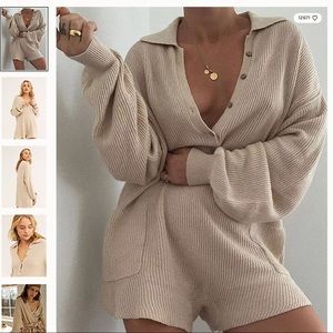 Free People Picnic Sweater Romper in Natural